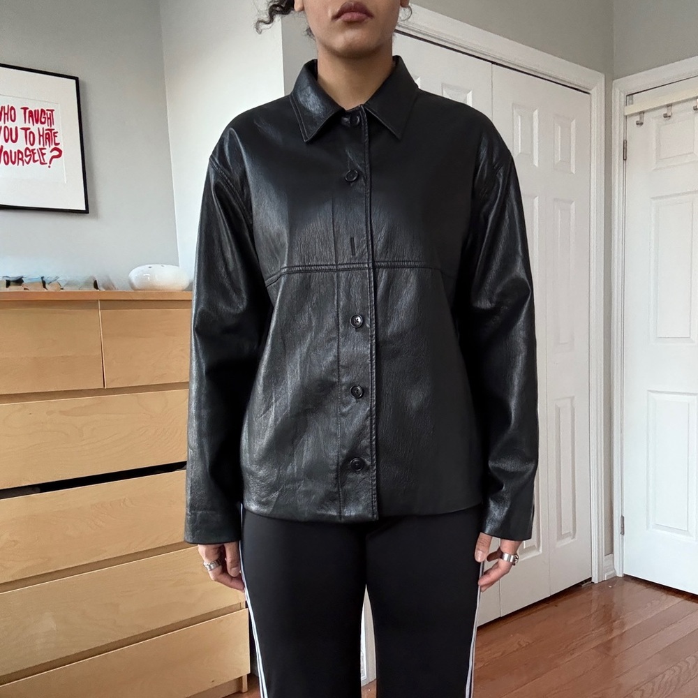 Artizia Sunday Best Gabby Faux Leather Shirt Jacket